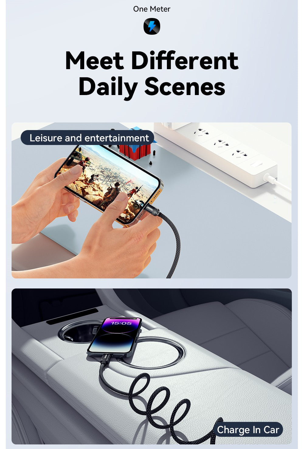 ESSAGER 29W 3A Type-C to Lightning Charging Cable, USB2.0 480Mbps, Magnetic Adsorption, Flexible Adjustable, Smart Chip, 1m