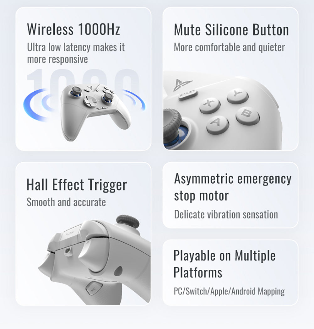 Flydigi Direwolf 3 Gaming Controller, Hall Effect Trigger, 1000Hz Polling Rate, Compatible with PC / Switch / Apple / Android
