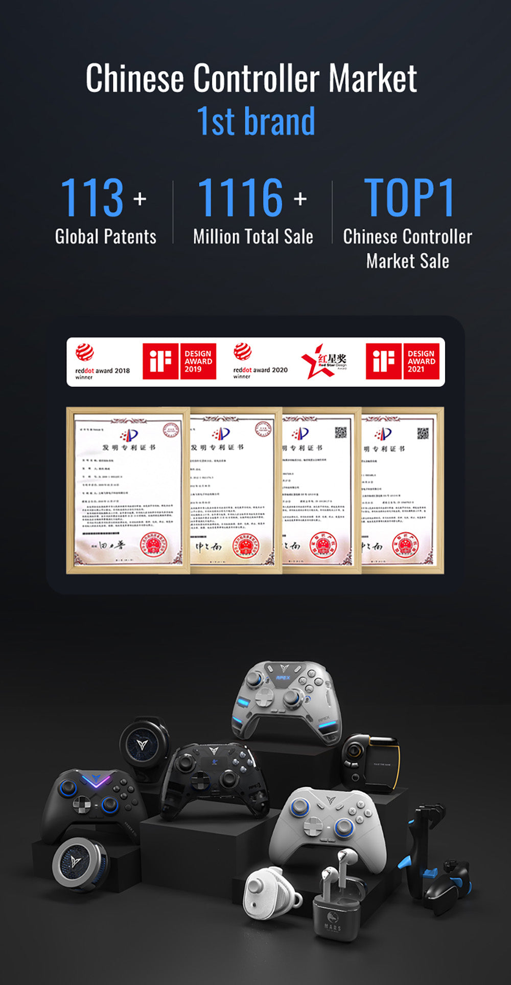 Flydigi Direwolf 3 Gaming Controller, Hall Effect Trigger, 1000Hz Polling Rate, Compatible with PC / Switch / Apple / Android