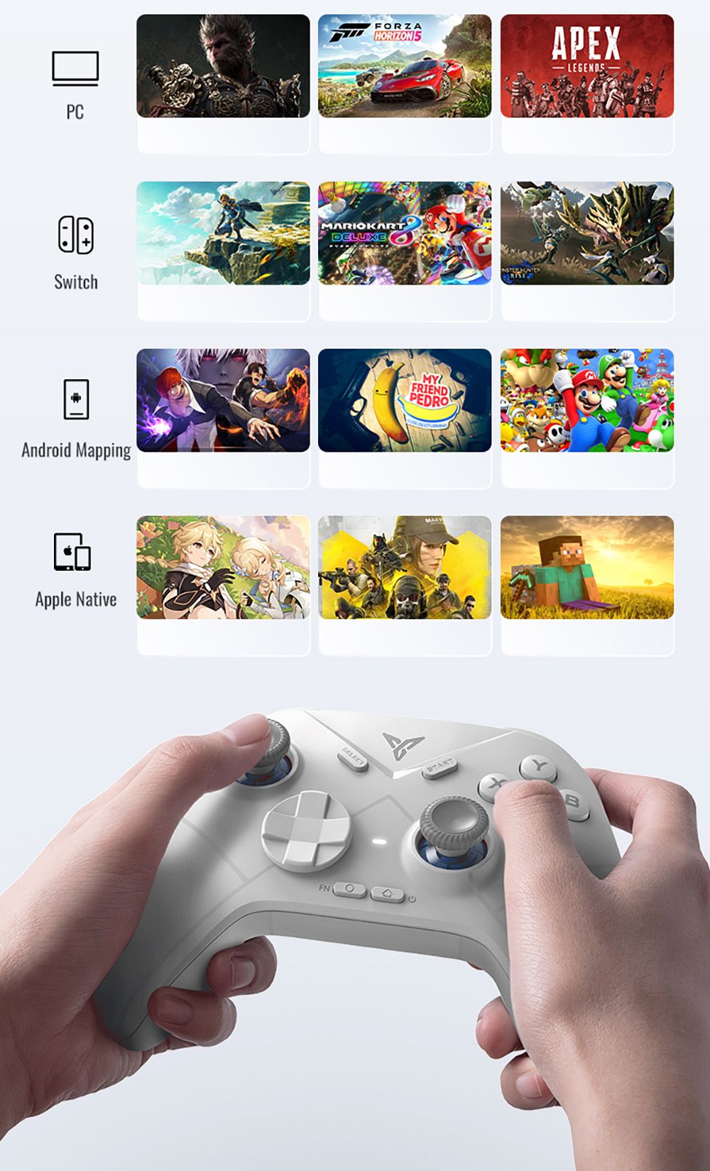 Flydigi Direwolf 3 Gaming Controller, Hall Effect Trigger, 1000Hz Polling Rate, Compatible with PC / Switch / Apple / Android