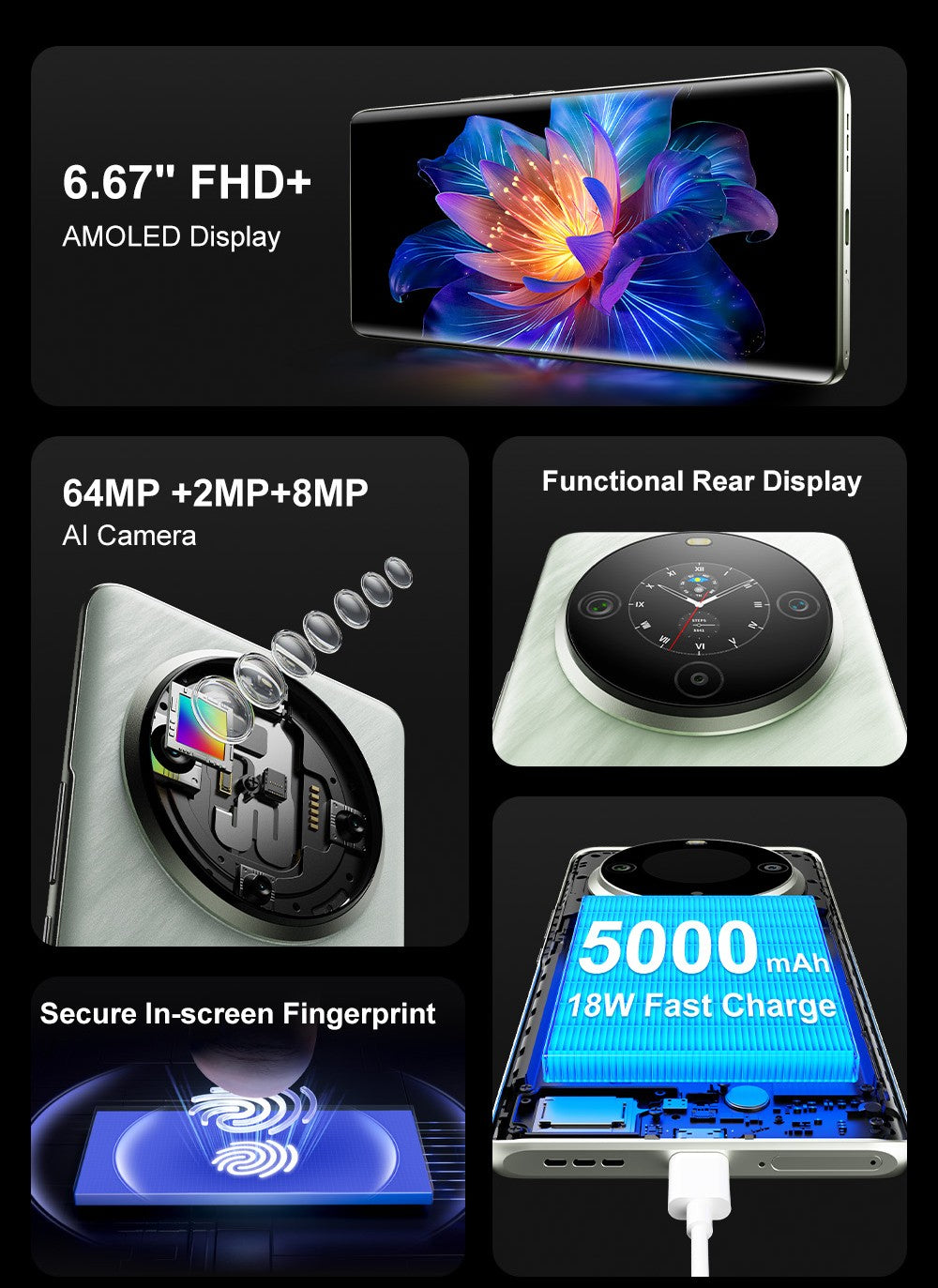 FOSSiBOT S3 Pro 4G Smartphone, 6.67