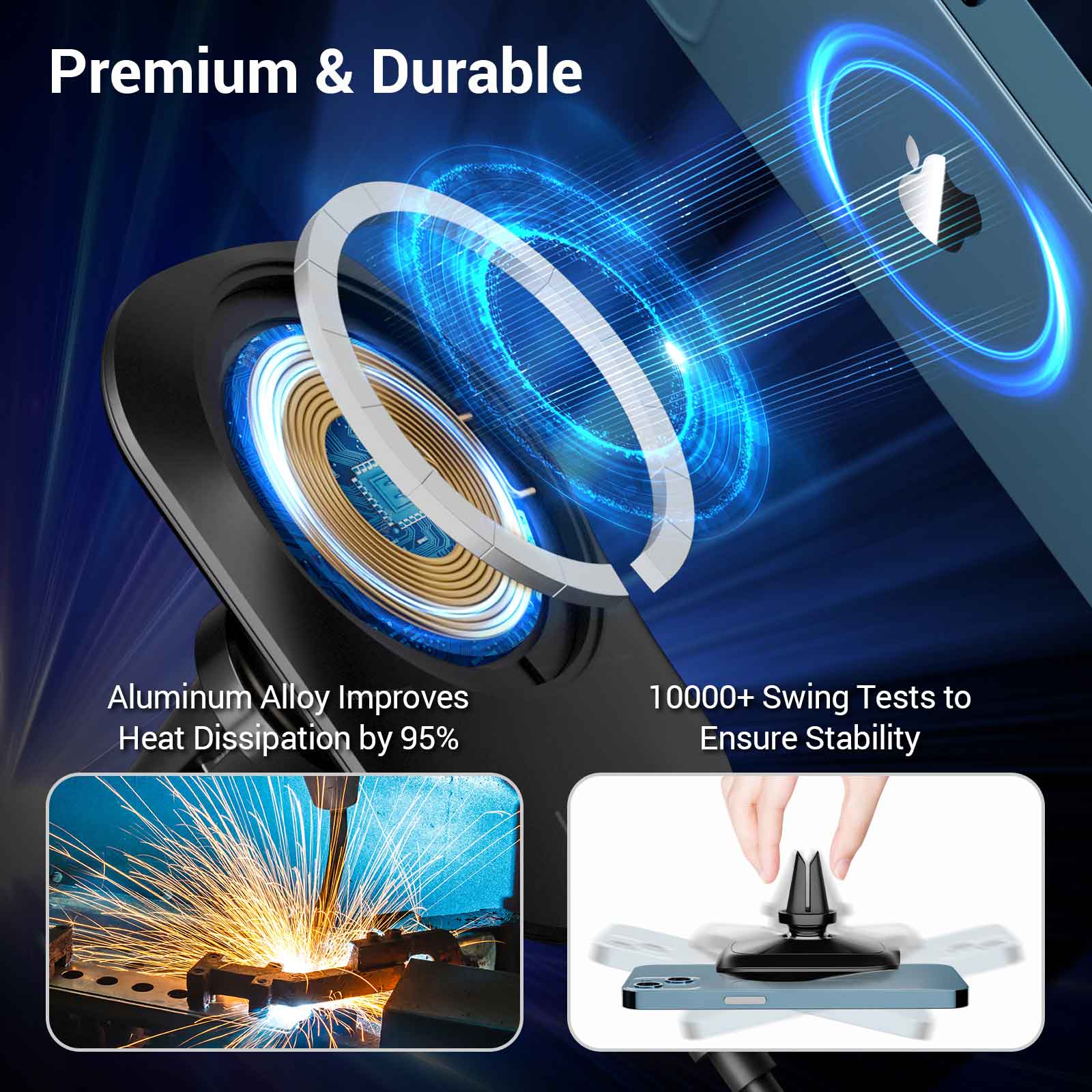 Hinovo MC1-2 15W Magnetic Wireless Car Charger