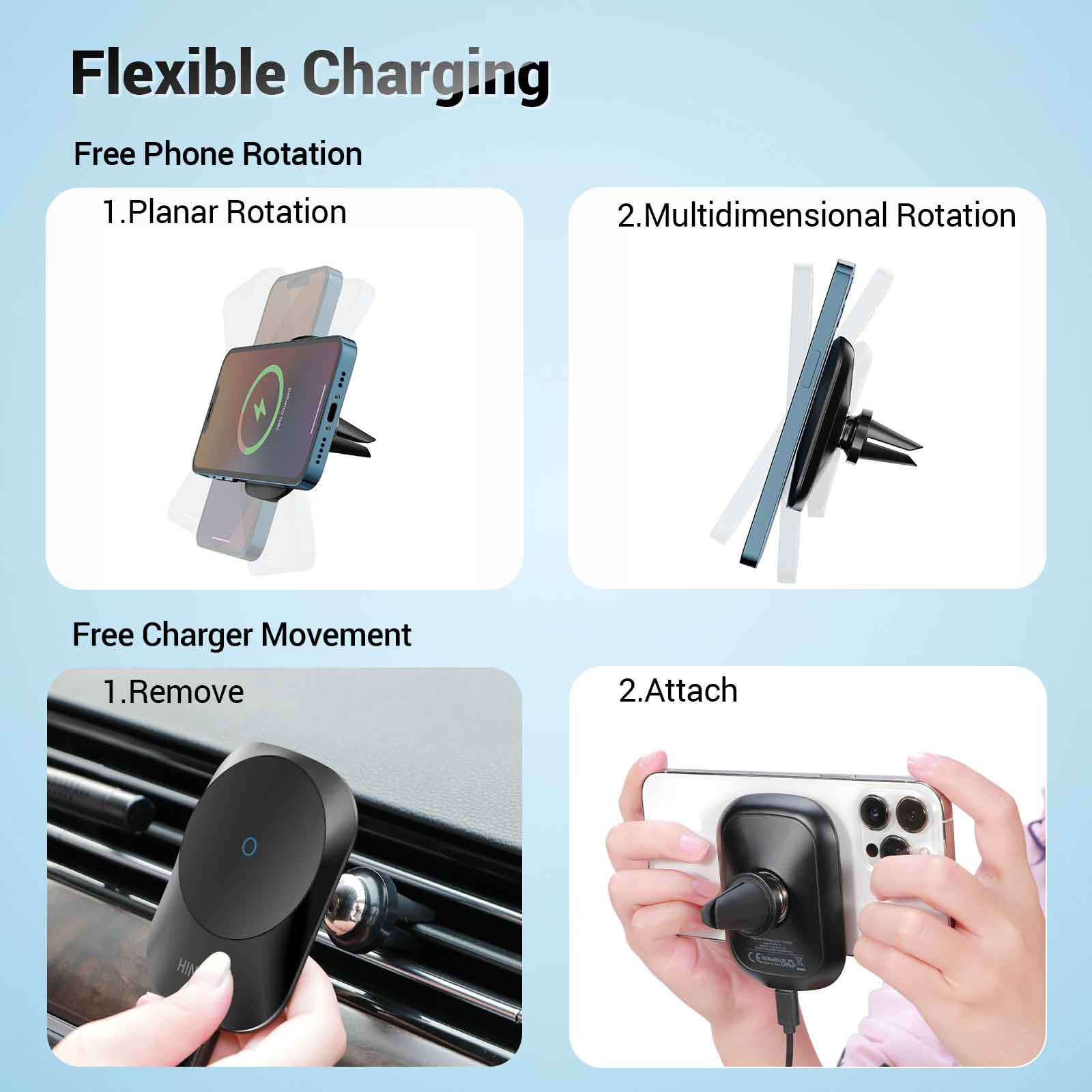 Hinovo MC1-2 15W Magnetic Wireless Car Charger