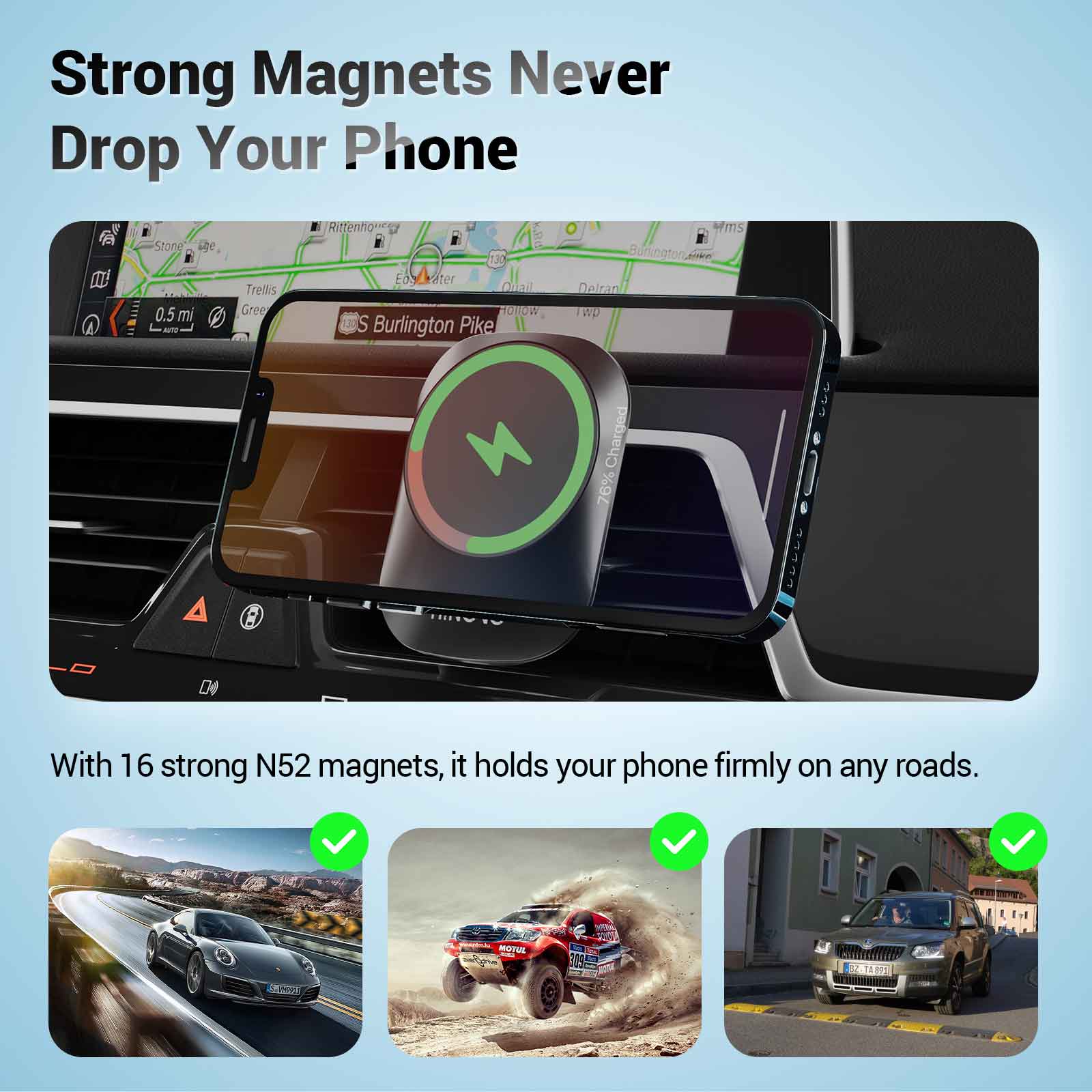 Hinovo MC1-2 15W Magnetic Wireless Car Charger