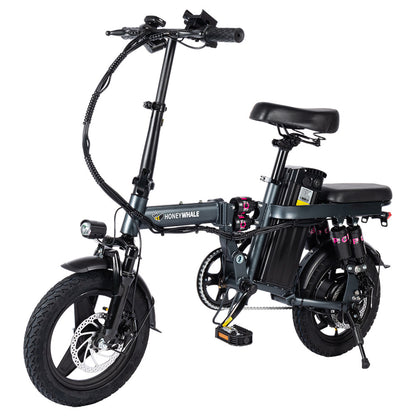 HONEYWHALE S6 Pro-S 14-inch Electric Bike 350W Brushless Motor 25km/h 48V 15Ah Battery 45-55km Range Six Shock Absorber Disc Brakes - Grey