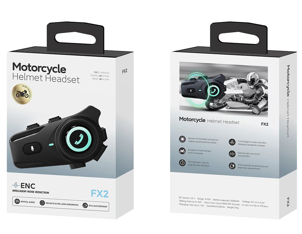 Houtonsen FX2 Helmet Bluetooth Headset with High-definition Sound Quality and 6-color Dazzling Lights - Black