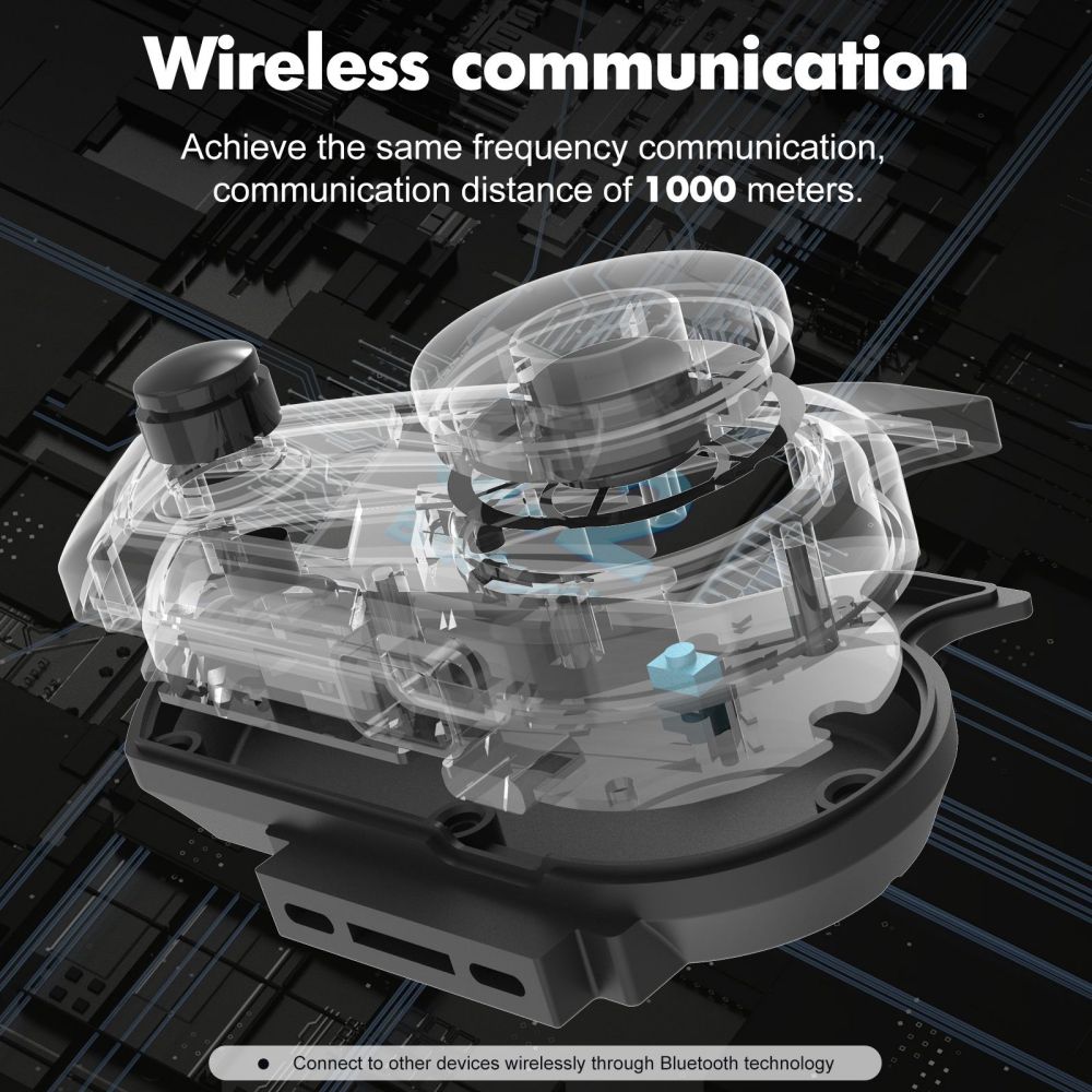 Houtonsen S3 Motorcycle Helmet Headset, 1000M Intercom, 30h Working Time, RGB Ambient Light, Bluetooth 5.1, Type-C Interface, IP67 Waterproof - 2Pcs Pack