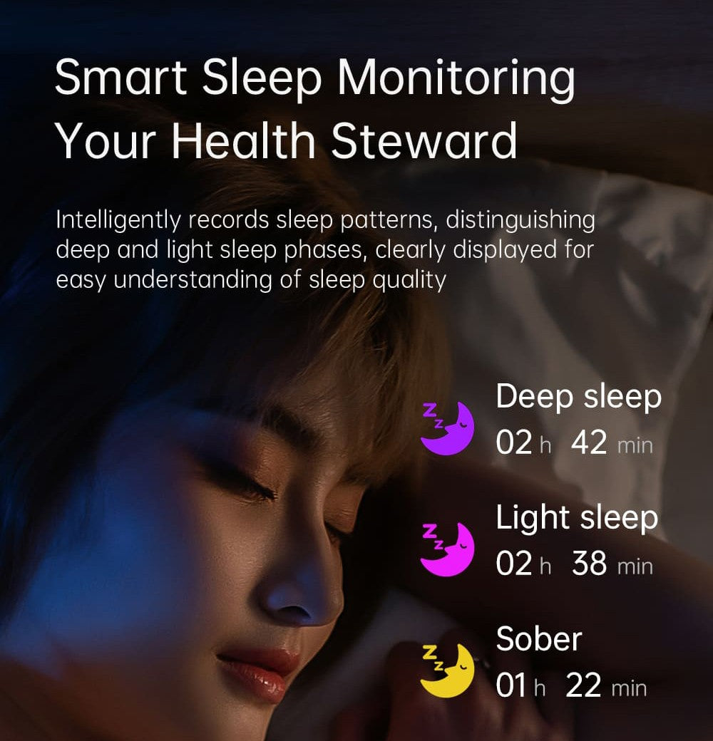 KUMI GW6 Smartwatch, 1.43-inch AMOLED HD Screen, Al Voice Function, Sleep Heart Rate Monitoring, Bluetooth Calling - Black