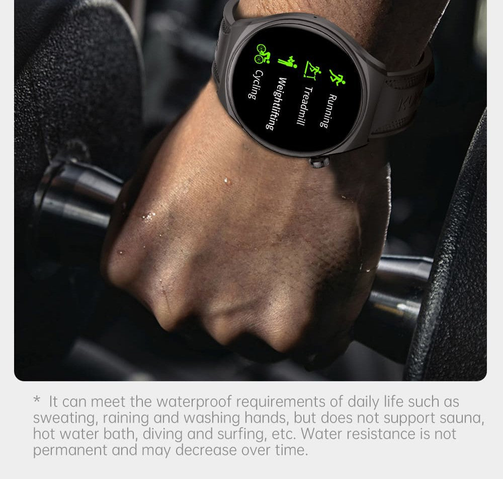 KUMI GW6 Smartwatch, 1.43-inch AMOLED HD Screen, Al Voice Function, Sleep Heart Rate Monitoring, Bluetooth Calling - Black