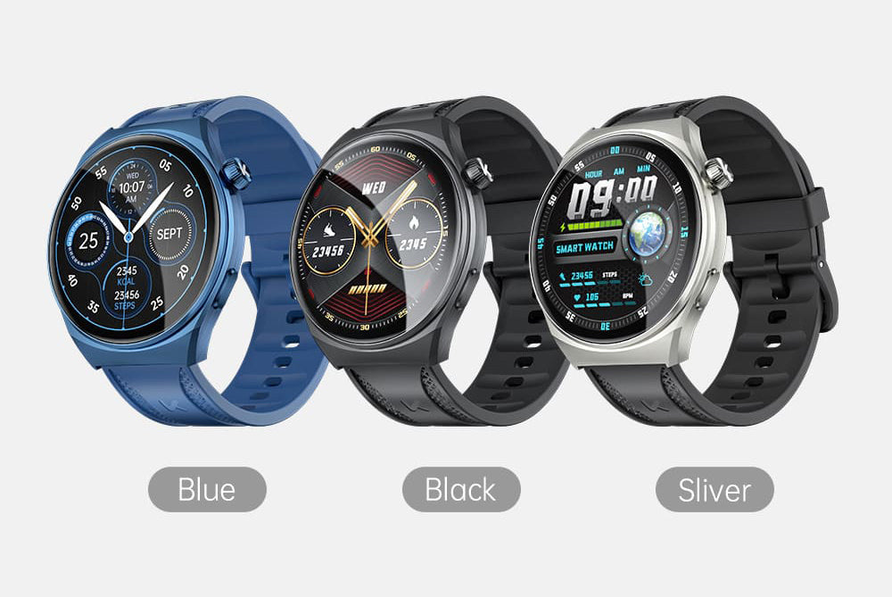 KUMI GW6 Smartwatch, 1.43-inch AMOLED HD Screen, Al Voice Function, Sleep Heart Rate Monitoring, Bluetooth Calling - Black