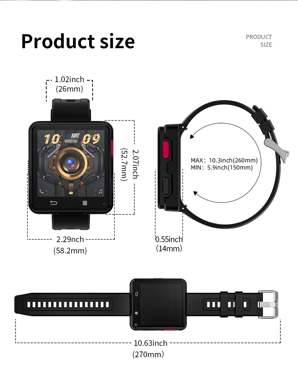 LOKMAT APPLLP 2 MAX Detachable Smartwatch, 2.64-inch Screen, Android 11, Support 4G/5G SIM, Bluetooth Connection, GPS Positioning, 1200mAh Battery