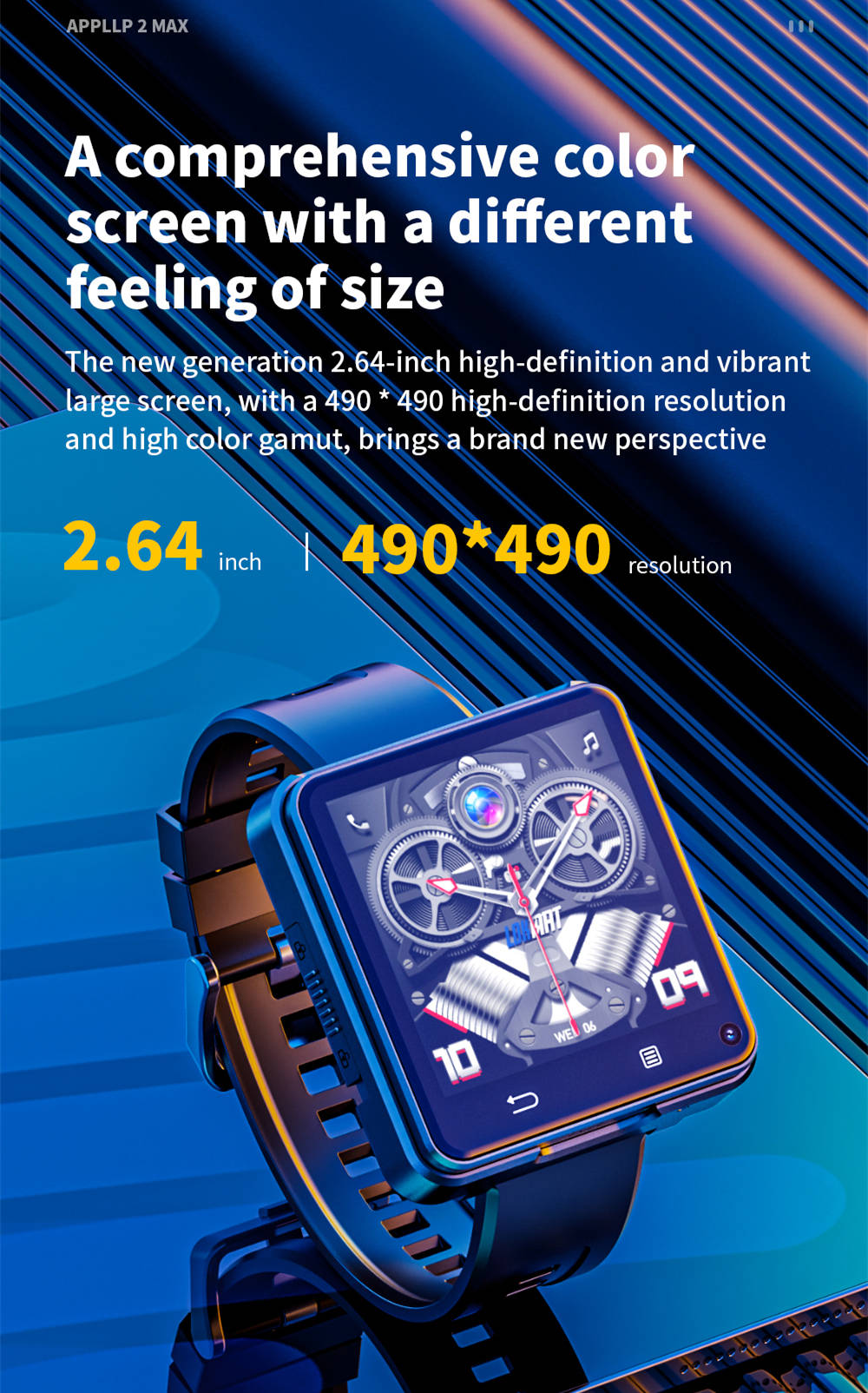 LOKMAT APPLLP 2 MAX Detachable Smartwatch, 2.64-inch Screen, Android 11, Support 4G/5G SIM, Bluetooth Connection, GPS Positioning, 1200mAh Battery