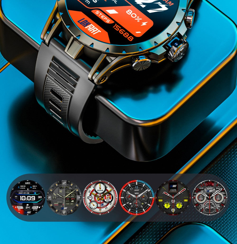 LOKMAT APPLLP 4 Smartwatch, 1.508-inch AMOLED Screen, Support 4G/5G SIM Card, Heart Rate Blood Oxygen Monitoring, NFC Function, GPS Positioning