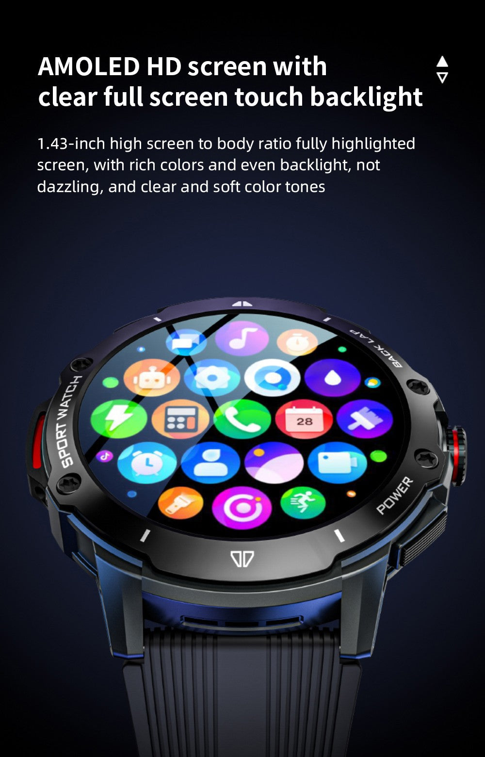 LOKMAT APPLLP 4G Smartwatch, AMOLED HD Screen, NFC Access, Heart Rate Health Monitoring, Bluetooth 4.2, Multiple Sports Modes, GPS/Beidou/Granas/AGPS/LBS Positioning