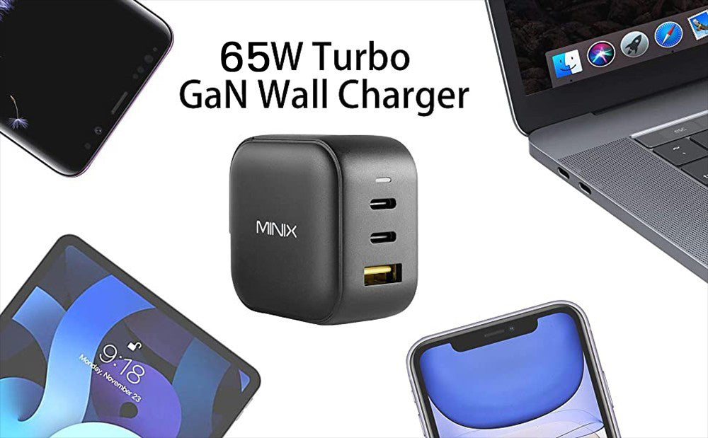 MINIX P1 GaN Quick Charger 65W Max Output, 1*USB-A, 2*USB-C Ports
