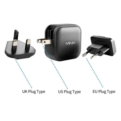 MINIX P1 GaN Quick Charger 65W Max Output, 1*USB-A, 2*USB-C Ports