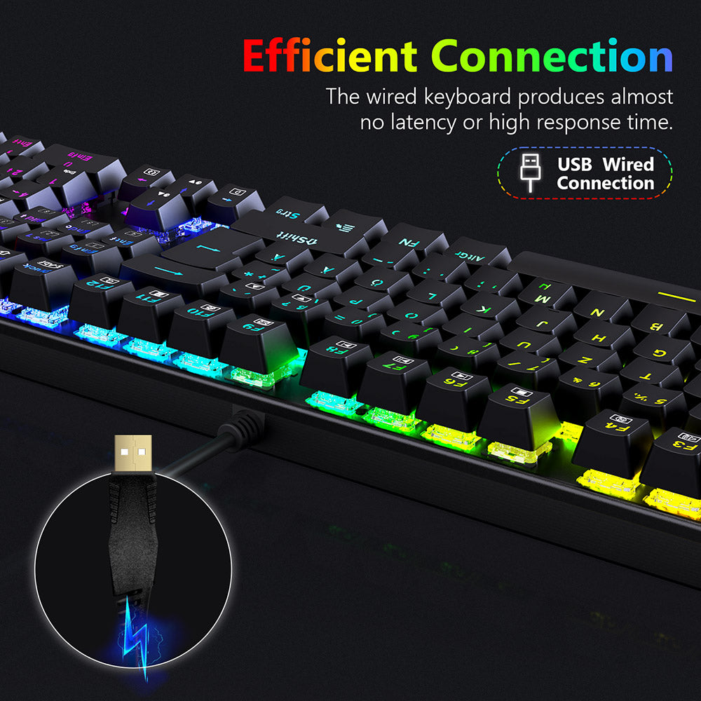 Redragon 105-Key K565-RGB Mechanical Keyboard RGB Backlight German Layout Aluminum Base Red Switch - Black