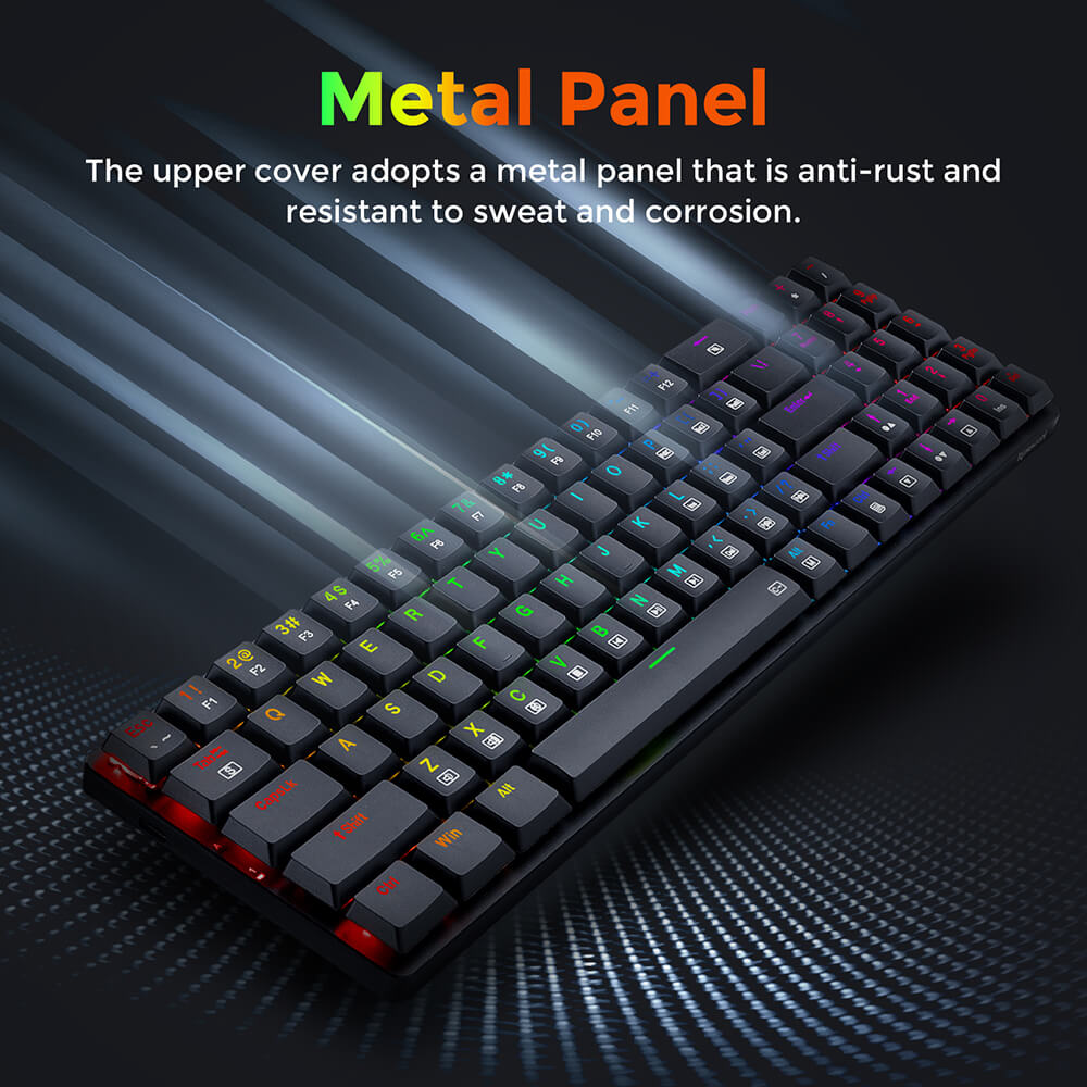 Redragon K626P-KB Ashe 78 Keys Wired RGB Compact Mechanical Keyboard Ultra-Thin with Numpad Blue Switch - Black