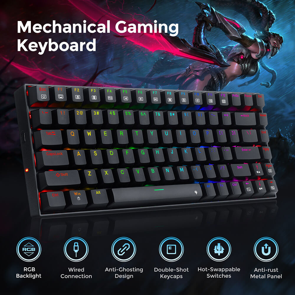 Redragon K629-RGB Phantom RGB Backlight Mechanical Gaming keyboard 84 keys Red Switch - Black