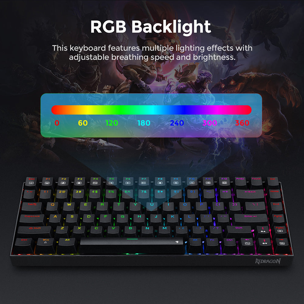 Redragon K629-RGB Phantom RGB Backlight Mechanical Gaming keyboard 84 keys Red Switch - Black
