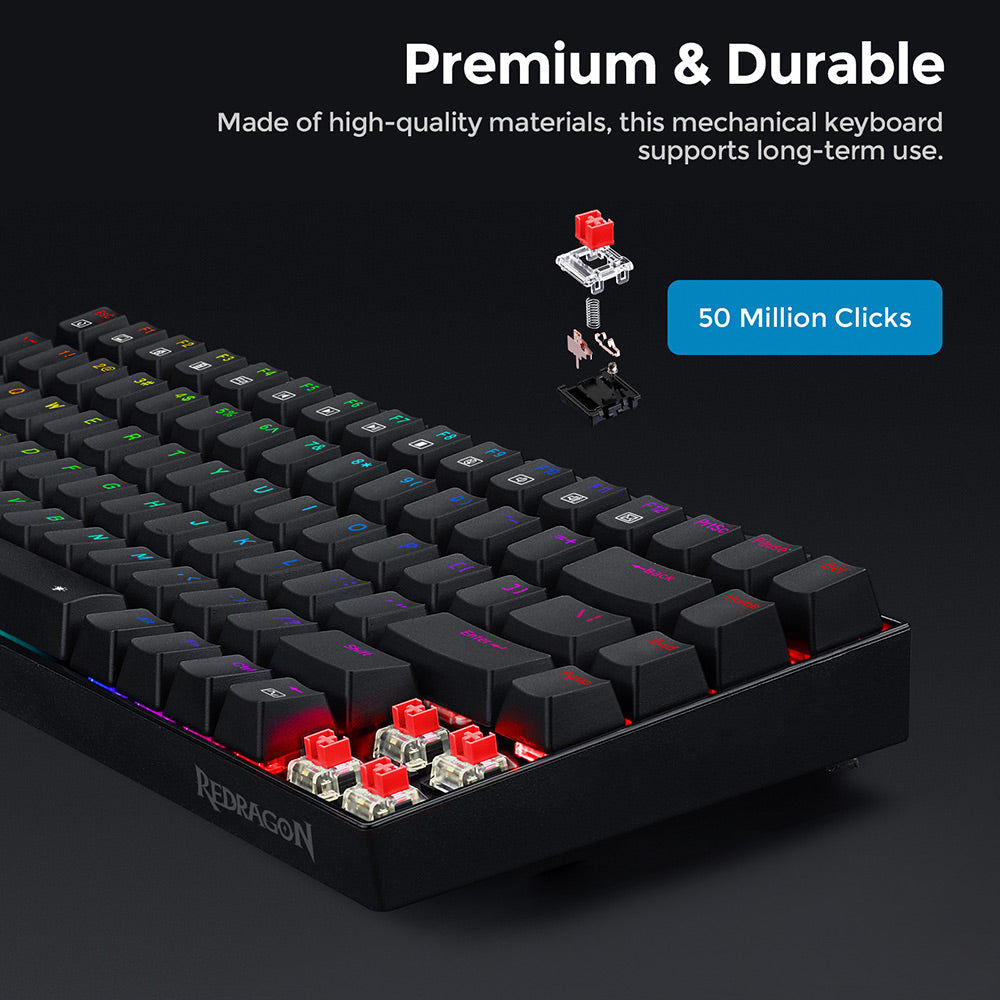 Redragon K629-RGB Phantom RGB Backlight Mechanical Gaming keyboard 84 keys Red Switch - Black