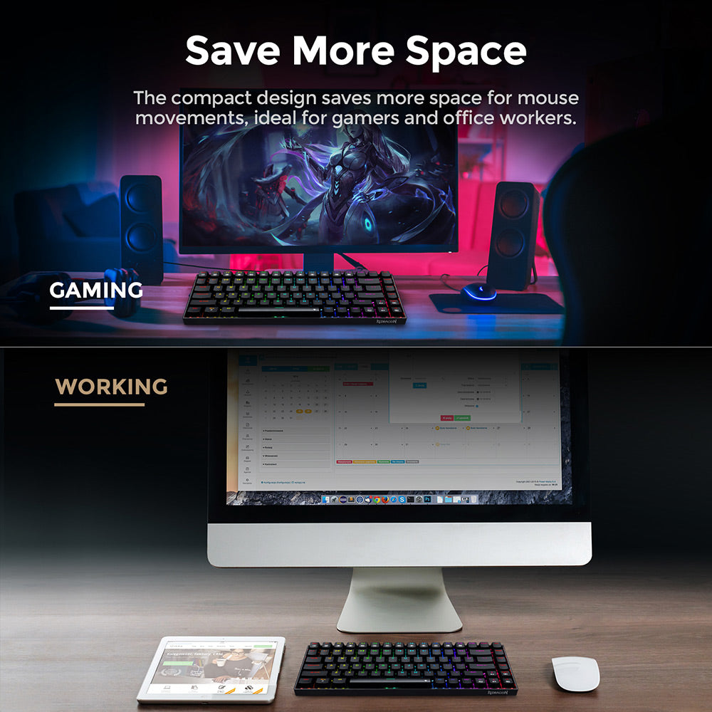 Redragon K629-RGB Phantom RGB Backlight Mechanical Gaming keyboard 84 keys Red Switch - Black