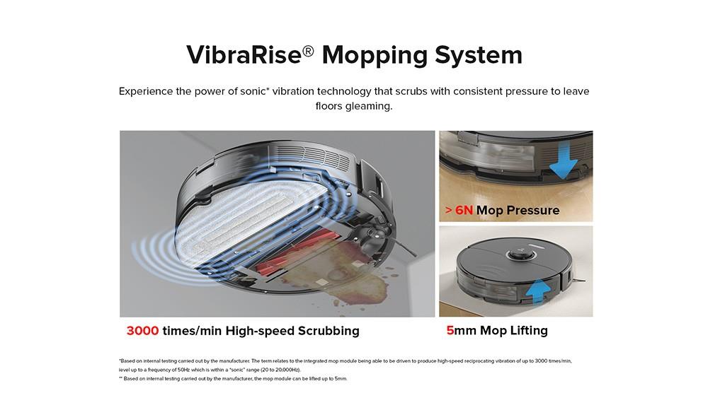 Roborock S8 Robot Vacuum Cleaner 6000Pa Extreme Suction DuoRoller Brush 3D Structured Light Obstacle Avoidance Sonic Vibration Mopping Auto-Lifting Mop 5200mAh Battery 180min Runtime 3D Map 400ml Dustbin APP Control - Black (Upgrade from Roborock S7)