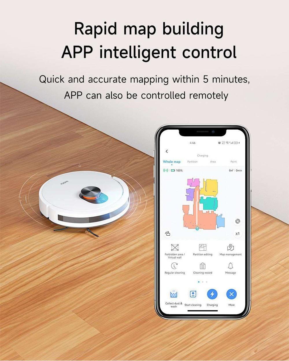 Xiaomi ROIDMI EVE CC Robot Vacuum Cleaner Automatic Dust Collection 2-in-1 Vacuuming Mopping 4000Pa Powerful Suction LDS Laser Navigation 3200mAh Battery 180Mins Runtime 290ML Water Tank 260ML Dust Box APP Control - White