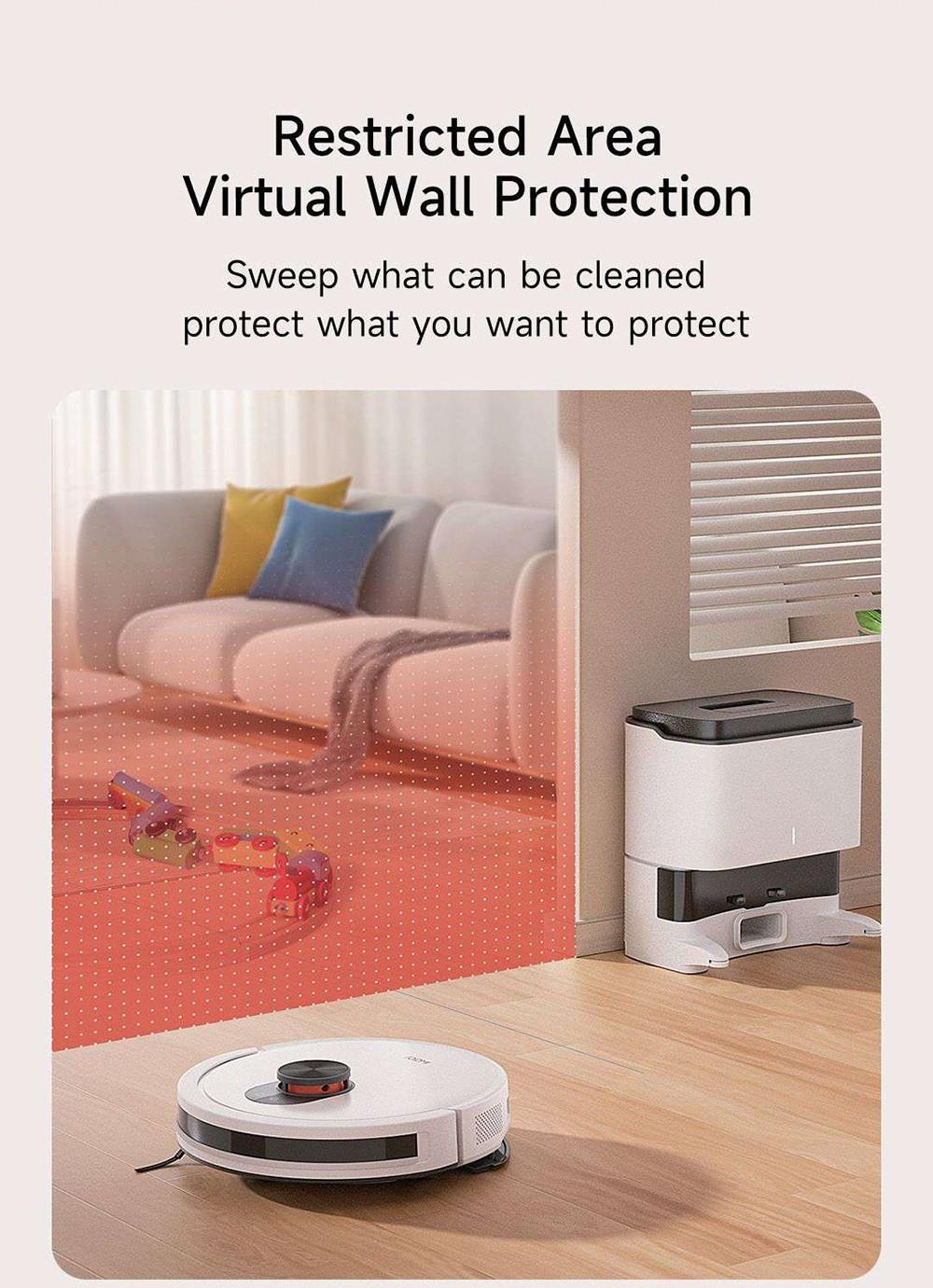 Xiaomi ROIDMI EVE CC Robot Vacuum Cleaner Automatic Dust Collection 2-in-1 Vacuuming Mopping 4000Pa Powerful Suction LDS Laser Navigation 3200mAh Battery 180Mins Runtime 290ML Water Tank 260ML Dust Box APP Control - White