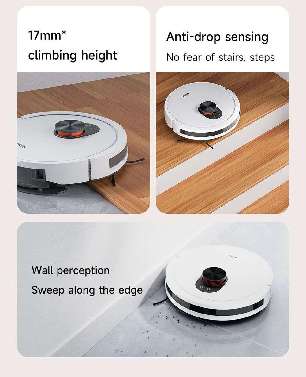 Xiaomi ROIDMI EVE CC Robot Vacuum Cleaner Automatic Dust Collection 2-in-1 Vacuuming Mopping 4000Pa Powerful Suction LDS Laser Navigation 3200mAh Battery 180Mins Runtime 290ML Water Tank 260ML Dust Box APP Control - White