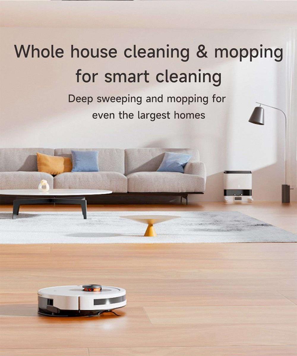 Xiaomi ROIDMI EVE CC Robot Vacuum Cleaner Automatic Dust Collection 2-in-1 Vacuuming Mopping 4000Pa Powerful Suction LDS Laser Navigation 3200mAh Battery 180Mins Runtime 290ML Water Tank 260ML Dust Box APP Control - White