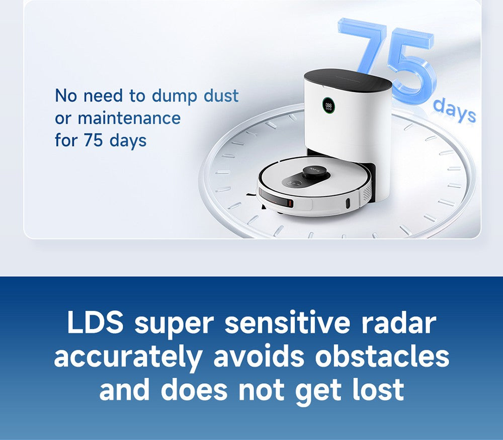 ROIDMI EVE MAX Robot Vacuum Cleaner with Self Empty Station, 5000Pa Max Suction, Mopping Function, 3L Dust Bag, 250 Mins Max Runtime, LiDAR Navigation, Multi Floor Mapping, App and Voice Control