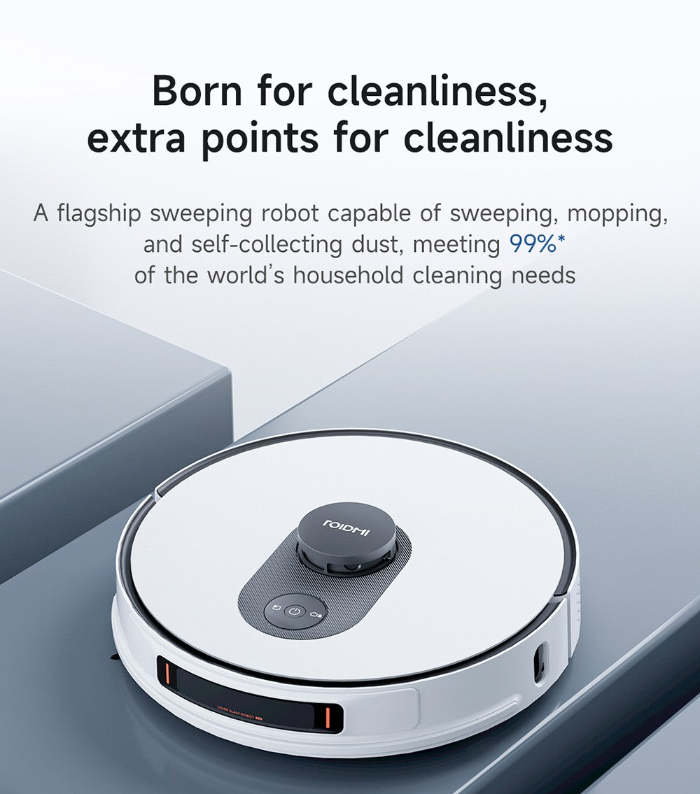 ROIDMI EVE MAX Robot Vacuum Cleaner with Self Empty Station, 5000Pa Max Suction, Mopping Function, 3L Dust Bag, 250 Mins Max Runtime, LiDAR Navigation, Multi Floor Mapping, App and Voice Control