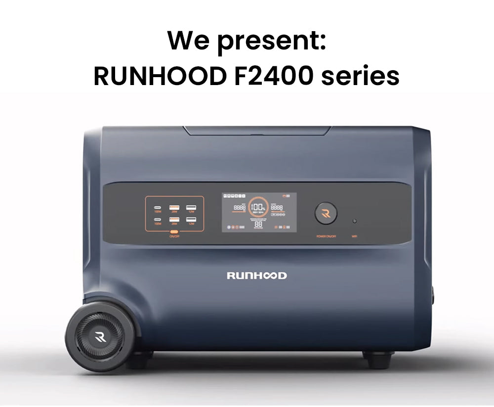 RUNHOOD F2400 Portable Power Station, 2400W 2400Wh LiFePO4 Battery, 4800W Peak Power, Outdoor Generator, Balcony Power Storage System