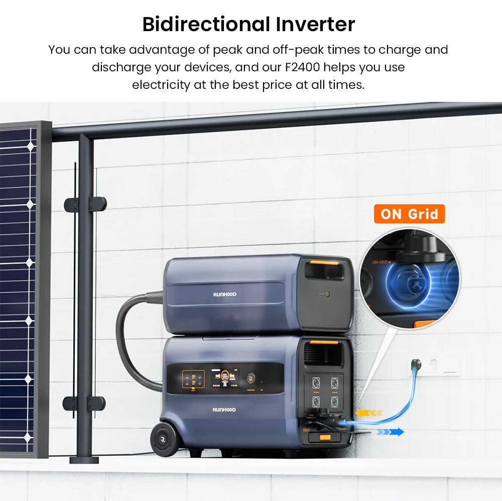 RUNHOOD F2400 Portable Power Station, 2400W 2400Wh LiFePO4 Battery, 4800W Peak Power, Outdoor Generator, Balcony Power Storage System
