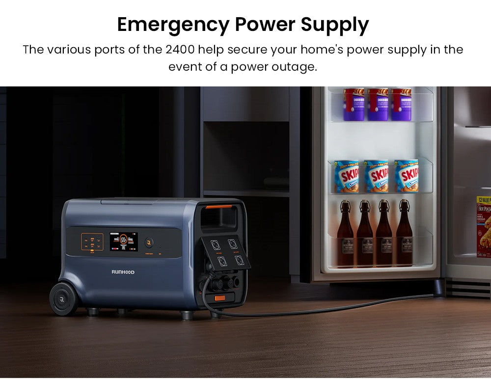 RUNHOOD F2400 Portable Power Station, 2400W 2400Wh LiFePO4 Battery, 4800W Peak Power, Outdoor Generator, Balcony Power Storage System