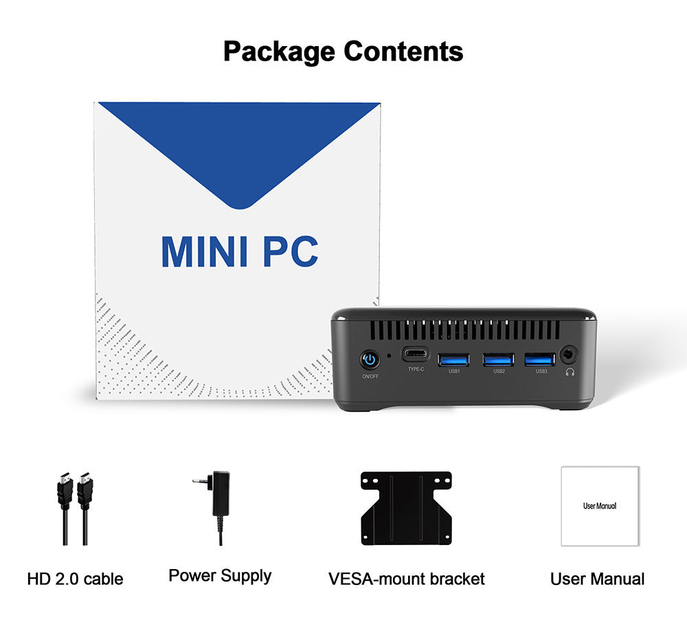 RUPA HSI-95 Mini PC, Intel N95 4 Cores Max 3.4GHz, 8GB RAM 256GB SSD, 3*HDMI 4K 60Hz Triple Screen Display, WiFi 6 Bluetooth 5.2, 3*USB 3.0, 1*Type-C, 1*RJ45, 1* 3.5mm Audio
