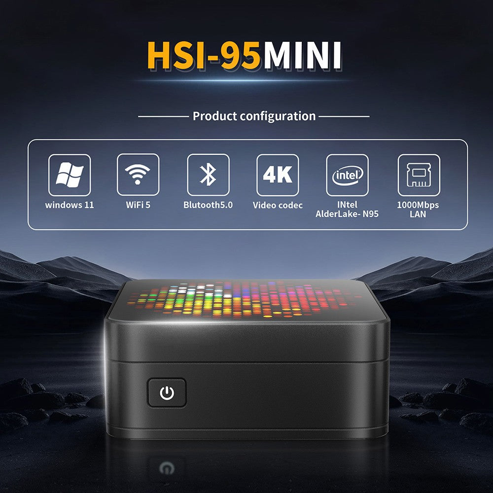 RUPA HSI-N95 Mini PC, Intel N95 4 Cores Max 3.4GHz, 16GB RAM 512GB SSD, 3*HDMI 4K 60Hz Triple Screen Display, WiFi 5 Bluetooth 5.0, 3*USB 3.0 2*RJ45 1* 3.5mm Audio