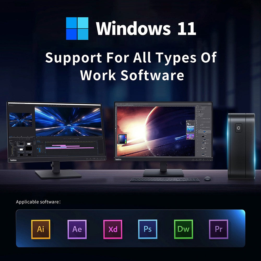 RUPA HSI-N95 Mini PC, Intel N95 4 Cores Max 3.4GHz, 16GB RAM 512GB SSD, 3*HDMI 4K 60Hz Triple Screen Display, WiFi 5 Bluetooth 5.0, 3*USB 3.0 2*RJ45 1* 3.5mm Audio