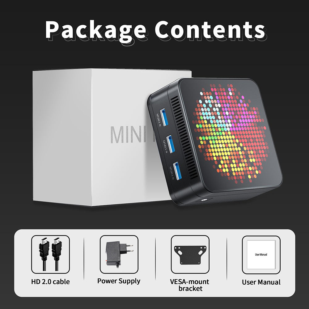 RUPA HSI-N95 Mini PC, Intel N95 4 Cores Max 3.4GHz, 16GB RAM 512GB SSD, 3*HDMI 4K 60Hz Triple Screen Display, WiFi 5 Bluetooth 5.0, 3*USB 3.0 2*RJ45 1* 3.5mm Audio