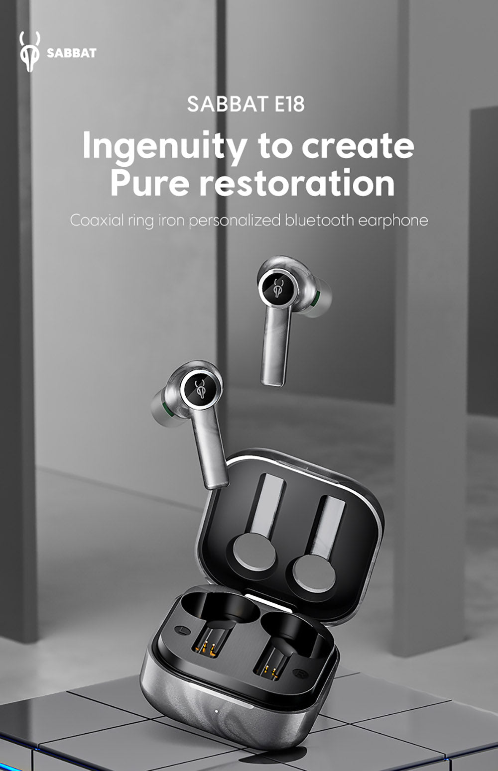 Sabbat E18 TWS Earbuds Wireless Bluetooth 5.2 Music and Gaming Earphone - Aurora Green