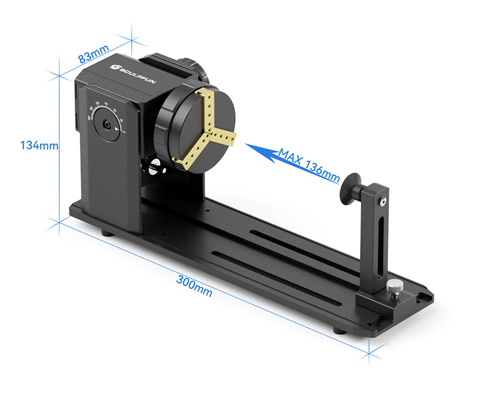 SCULPFUN RA Pro Laser Rotary Module, for Laser Engraving Cylindrical/Irregularly Round Objects, No Roller