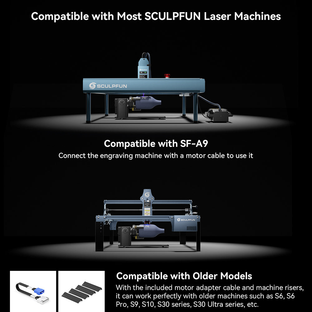 SCULPFUN RA Pro Laser Rotary Module, for Laser Engraving Cylindrical/Irregularly Round Objects, No Roller