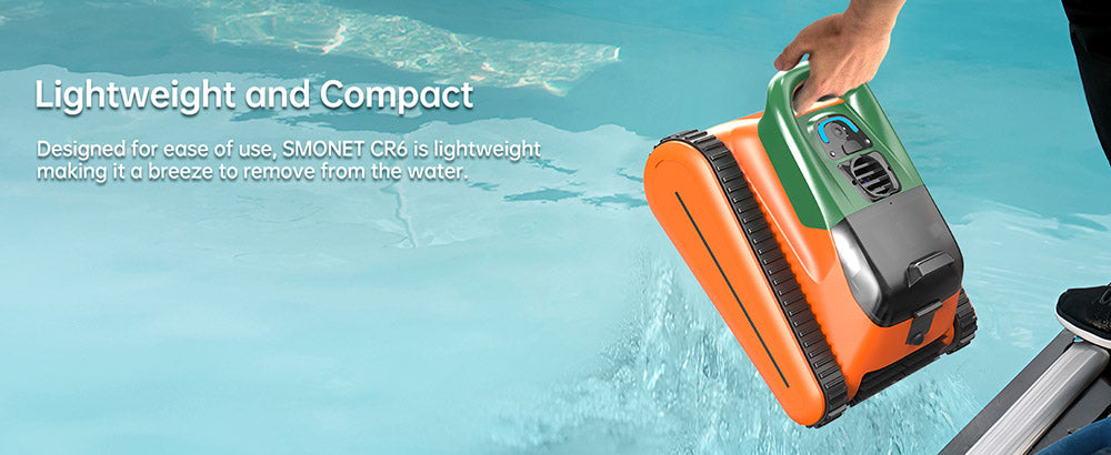 Seauto Crab Cordless Robotic Pool Cleaner, Up to 2.5H Runtime, 3.5L Large Filter Basket, Wall Climbing, Waterline Cleaning, 2.5H Fast Charging, Suitable for 2000sq.ft Area - Orange