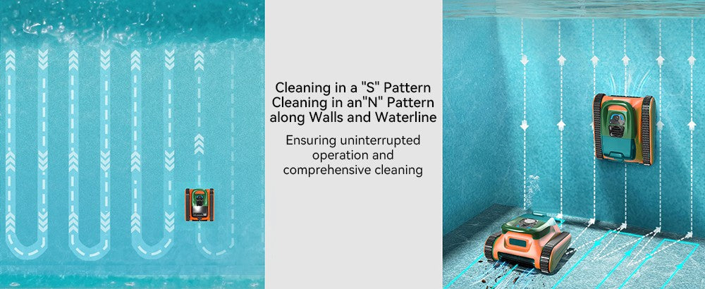 Seauto Crab Cordless Robotic Pool Cleaner, Up to 2.5H Runtime, 3.5L Large Filter Basket, Wall Climbing, Waterline Cleaning, 2.5H Fast Charging, Suitable for 2000sq.ft Area - Orange