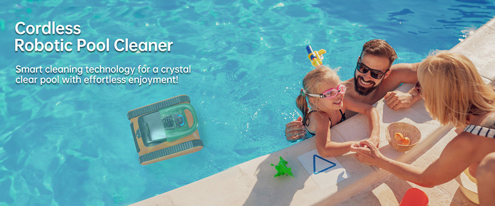 Seauto Crab Cordless Robotic Pool Cleaner, Up to 2.5H Runtime, 3.5L Large Filter Basket, Wall Climbing, Waterline Cleaning, 2.5H Fast Charging, Suitable for 2000sq.ft Area - Orange