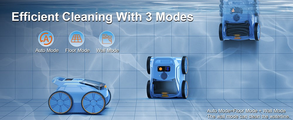SEAUTO SAT 20 Cordless Robotic Pool Vacuum Cleaner, Full Coverage Cleaning, 18,000 Super Strong Suction, 4800GPH Water Rate, 3 Cleaning Modes, Self-Parking, Intelligent Navigation for Inground Pools, Blue