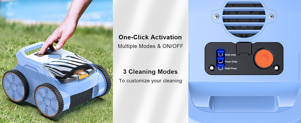 SEAUTO SAT 20 Cordless Robotic Pool Vacuum Cleaner, Full Coverage Cleaning, 18,000 Super Strong Suction, 4800GPH Water Rate, 3 Cleaning Modes, Self-Parking, Intelligent Navigation for Inground Pools, Blue