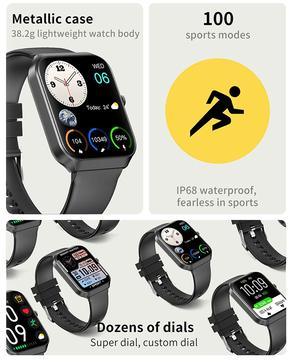 NX25 Smartwatch, 1.83 inches HD Screen, Bluetooth Calling, Sleep Heart Rate Blood Oxygen Monitoring, Multiple Sport Modes