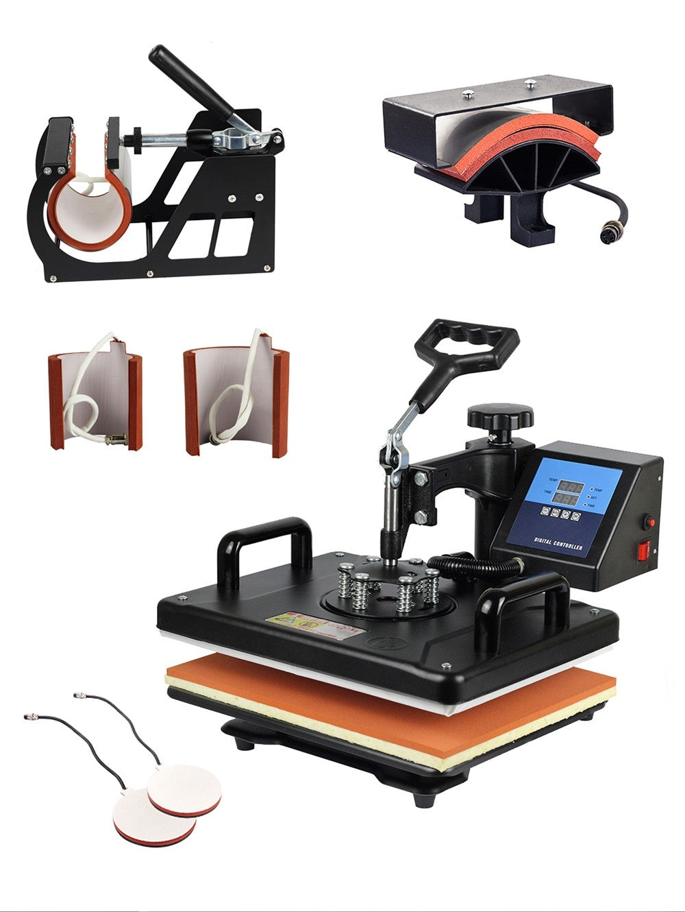 SHUOHAO SH06 6 in 1 Heat Press Machine, 11.4*15in, for Cap/Bag/Mouse Pad/Phone Case/Pillows/Mug/Plate/Coaster/T-shirts